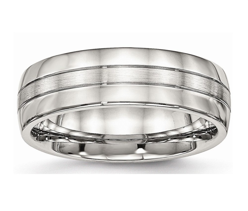 Stainless Steel Brushed And Polished Grooved 6.50mm Band