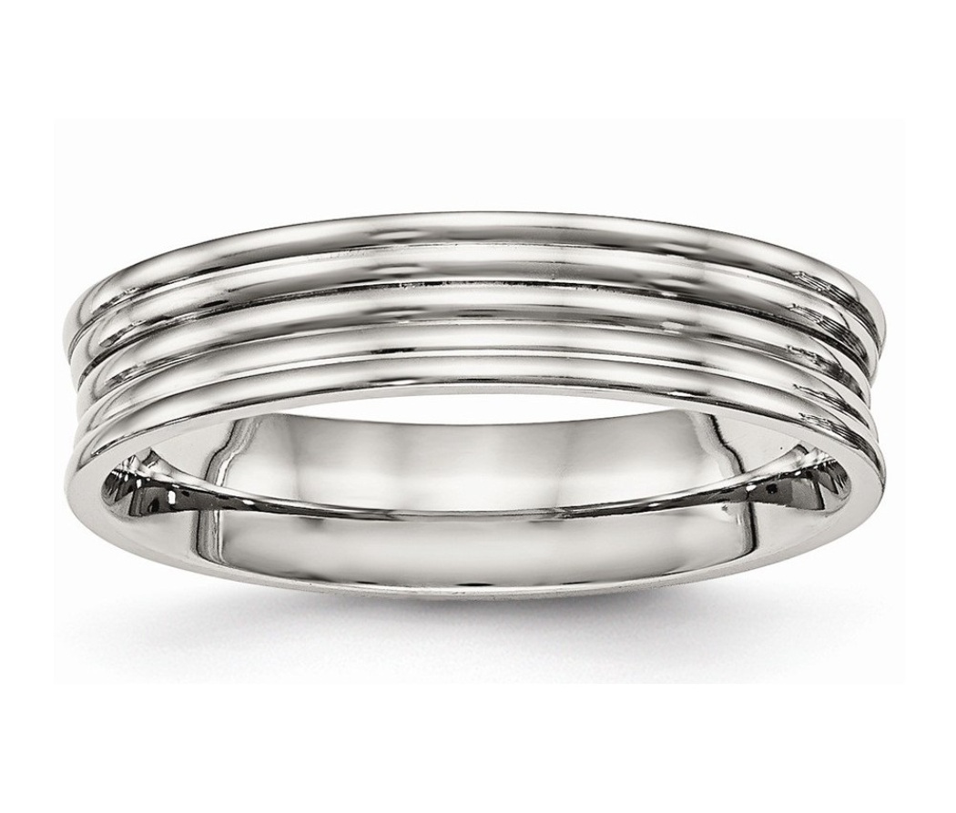 Stainless Steel Polished Ridged 5.00mm Band