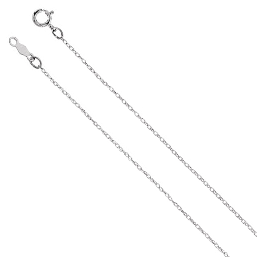 Girls birthstone necklaces in sterling silver are suspended from a 1 millimeter, 14 inch sterling silver cable chain.