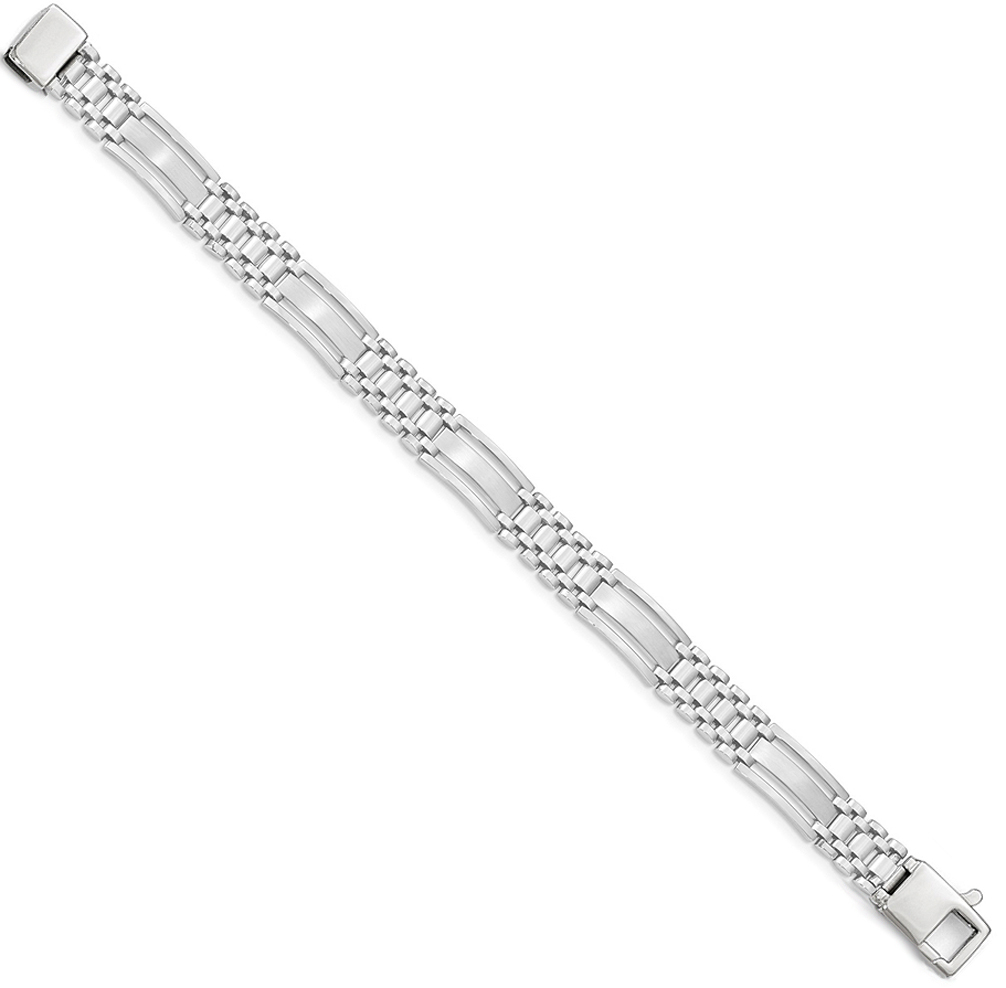 Men's 14k White Gold Bar Panther Link Bracelet.