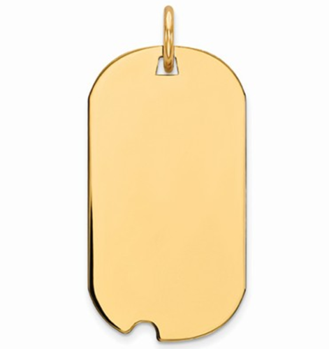 Notched Gold Plated Sterling Silver Dog Tag Pendant.