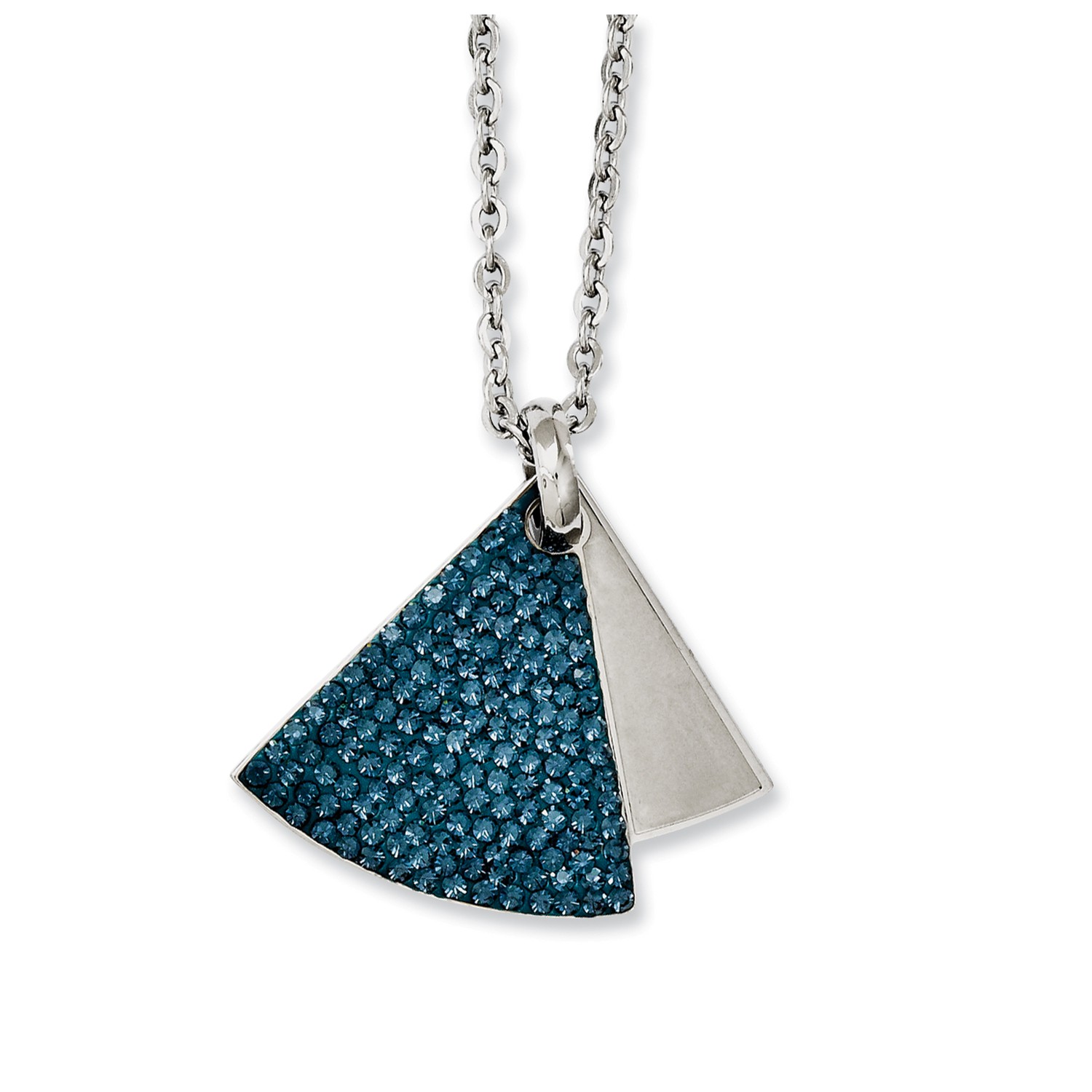 Blue Crystal Circular Triangle Necklace 