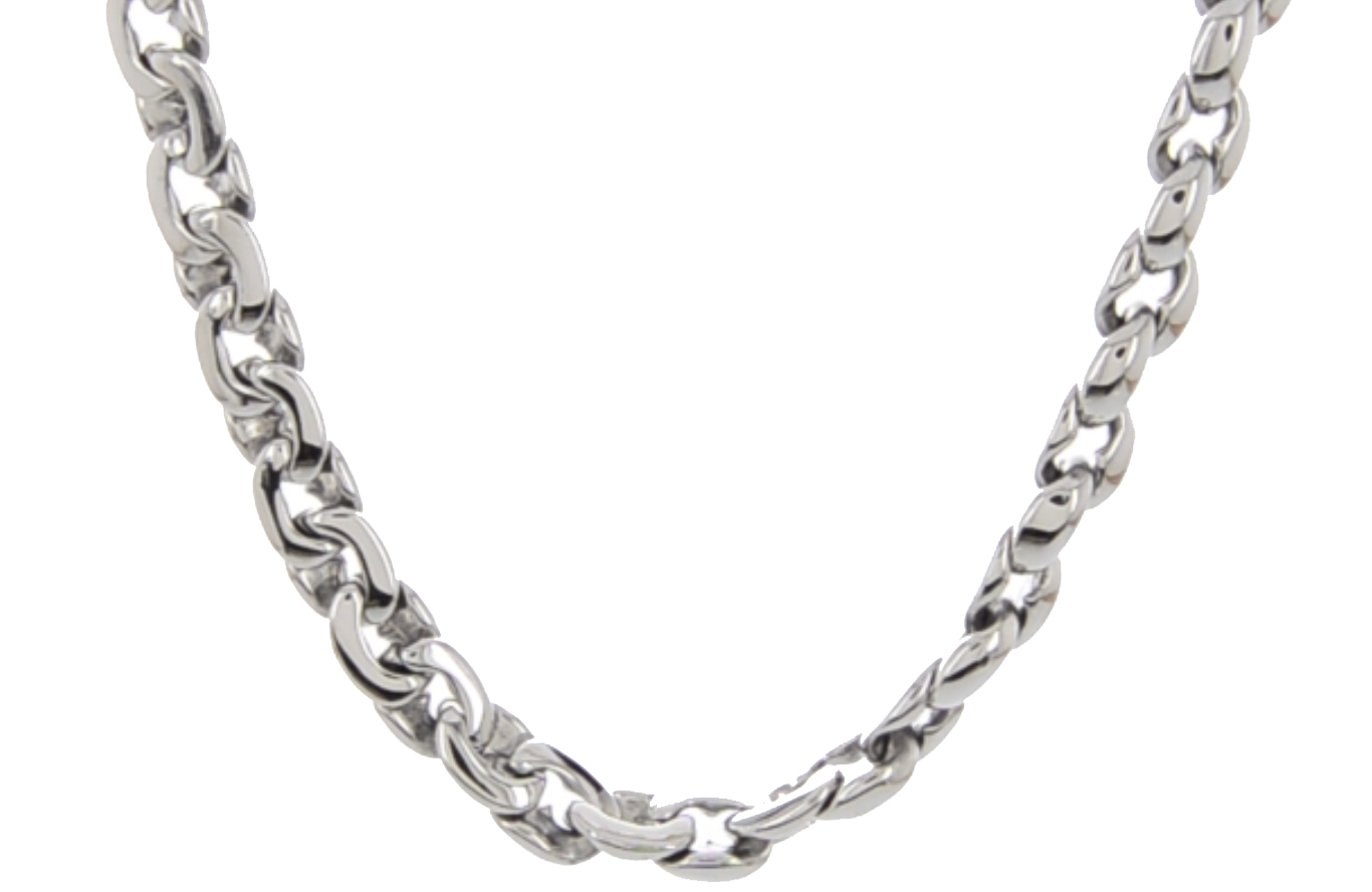 Gorgeous stainless steel 9mm fancy cable chain necklace is 24.00 inches long.