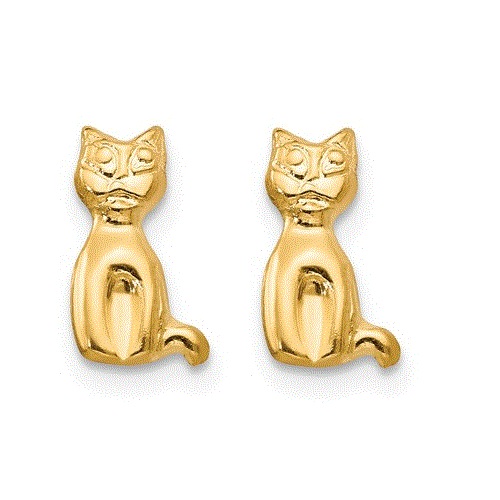 14k Yellow Gold Madi K Cat Earrings