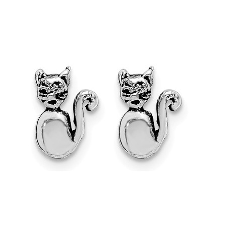 Rhodium-Plated Sterling Silver Kitty Post Earrings