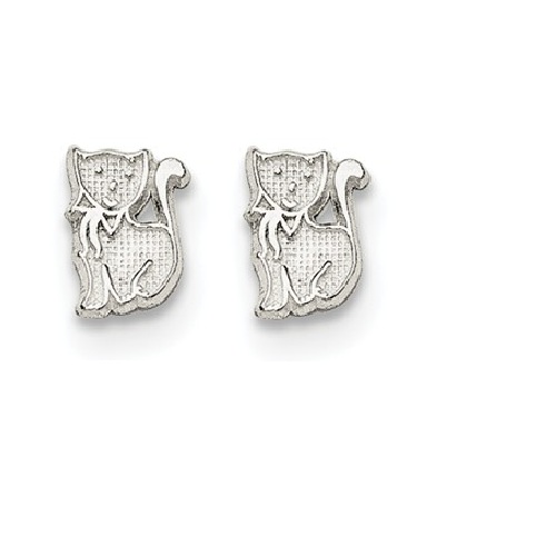 Rhodium-Plated Sterling Silver Mini Cat Earrings