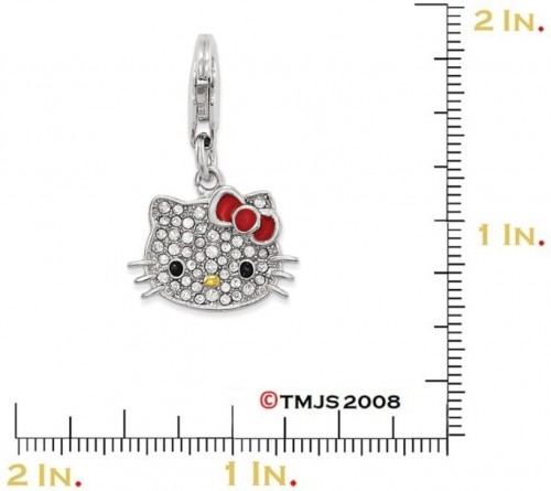 Sterling Silver Hello Kitty Crystal Red Bow Charm