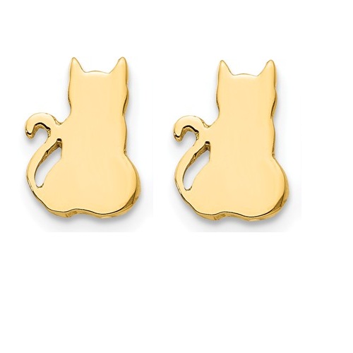 14k Yellow Gold Cat Post Earrings 
