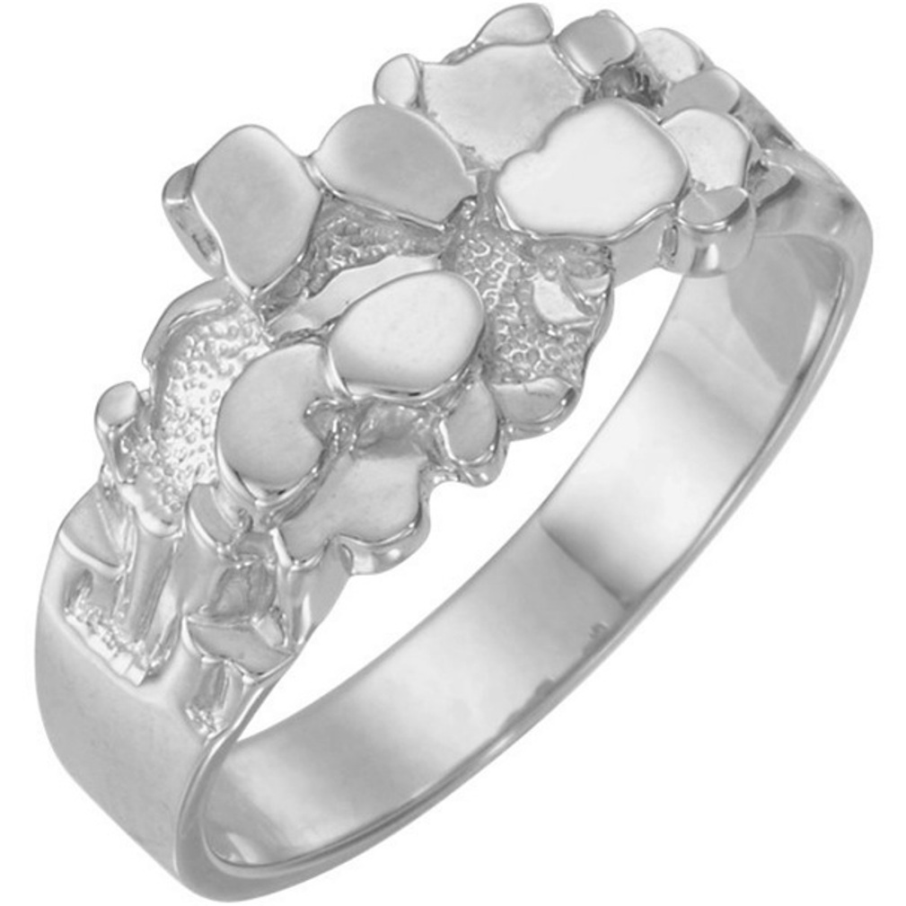 14k White Gold 11mm Nugget Ring/> <img class=